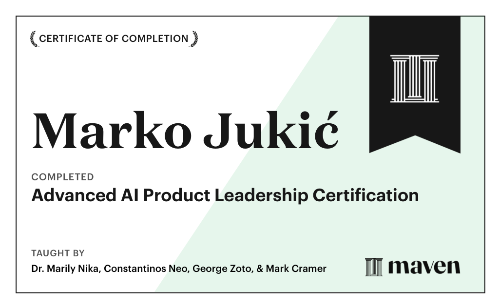 Certificate for Advanced AI Product Leadership Certification