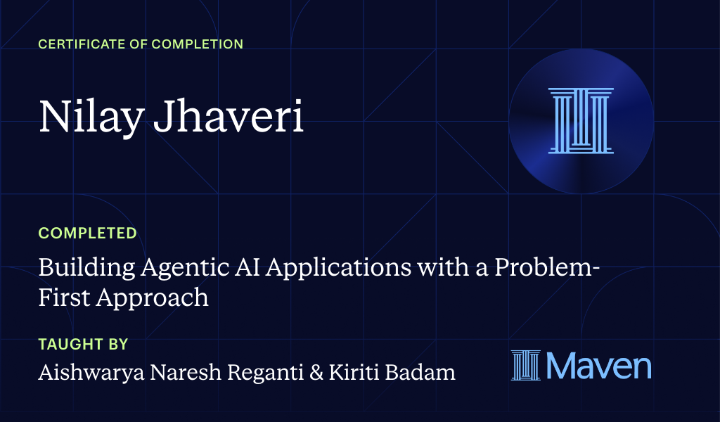 Certificate for Building Agentic AI Applications with a Problem-First Approach