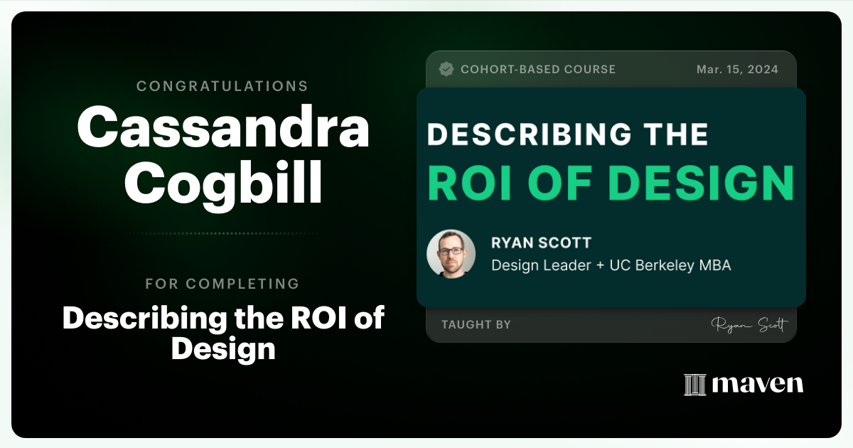 Certificate of Completion for Describing the ROI of Design