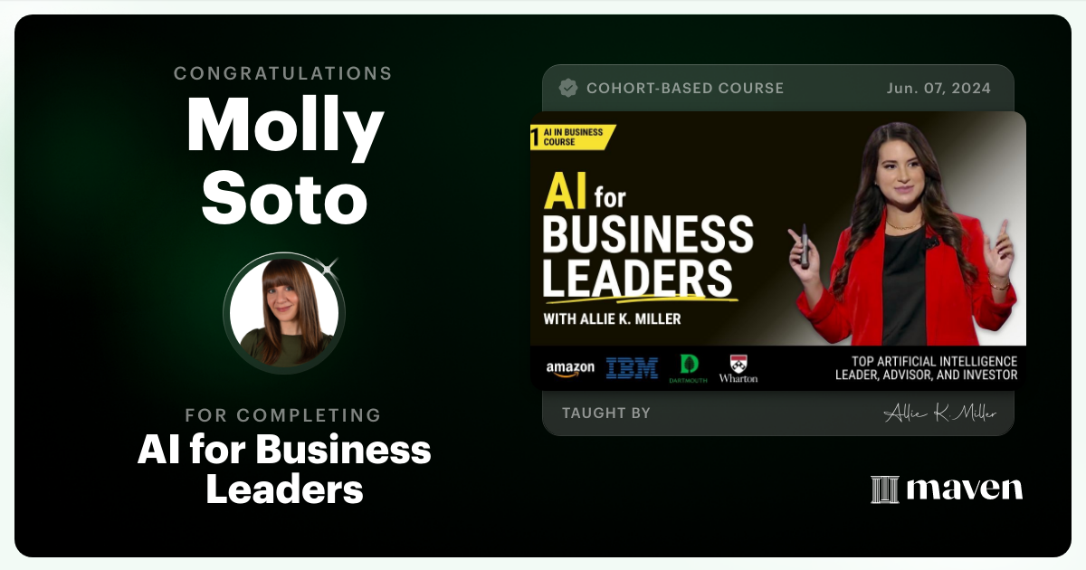 Certificate of Completion for AI for Business Leaders