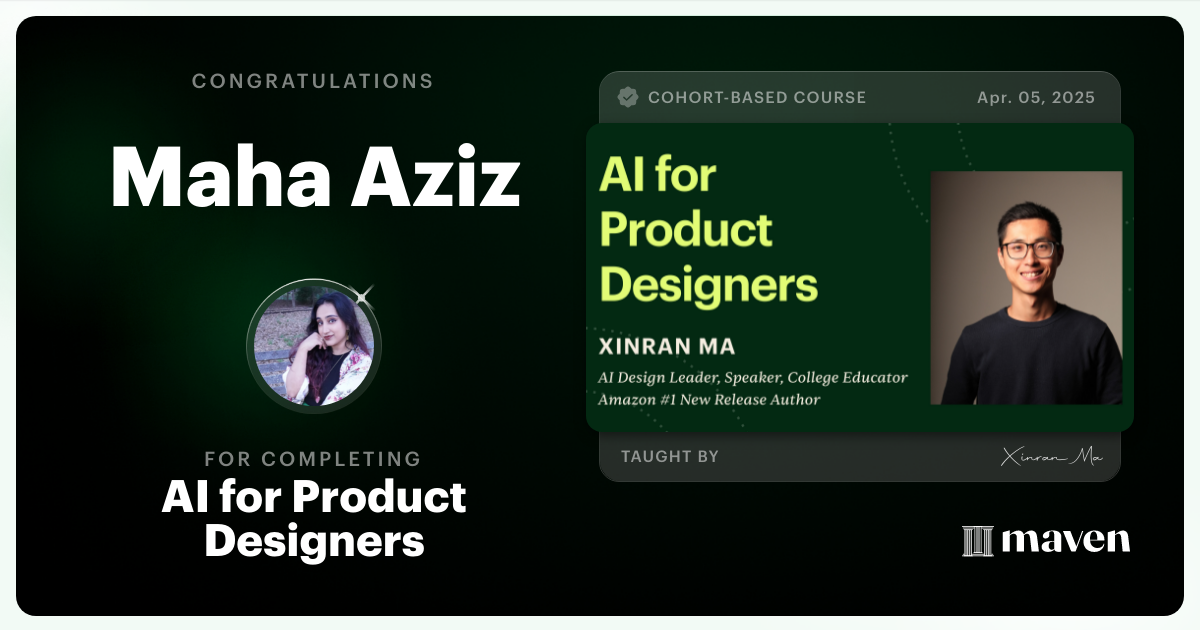 Certificate of Completion for AI for Product Designers