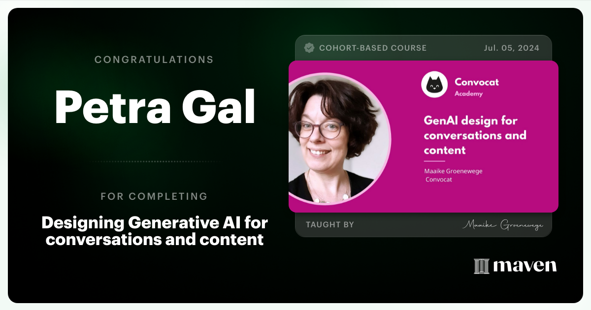 Certificate of Completion for Designing Generative AI for conversations and content