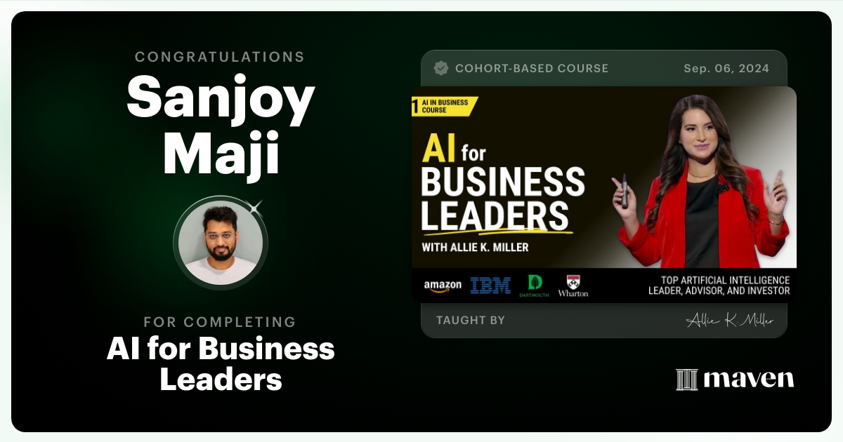 Certificate of Completion for AI for Business Leaders