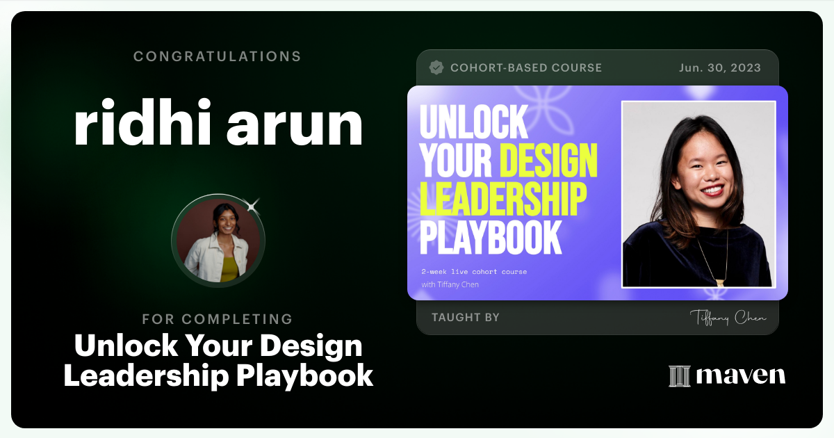 Certificate of Completion for Unlock Your Design Leadership Playbook