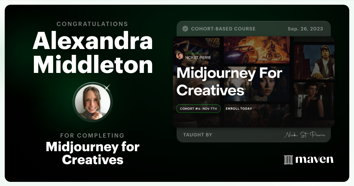 Certificate of Completion for Midjourney for Creatives