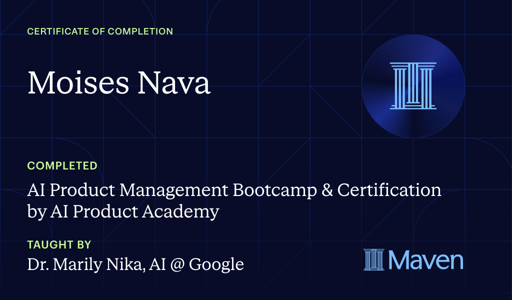 Certificate for AI Product Management Bootcamp & Certification by AI Product Academy