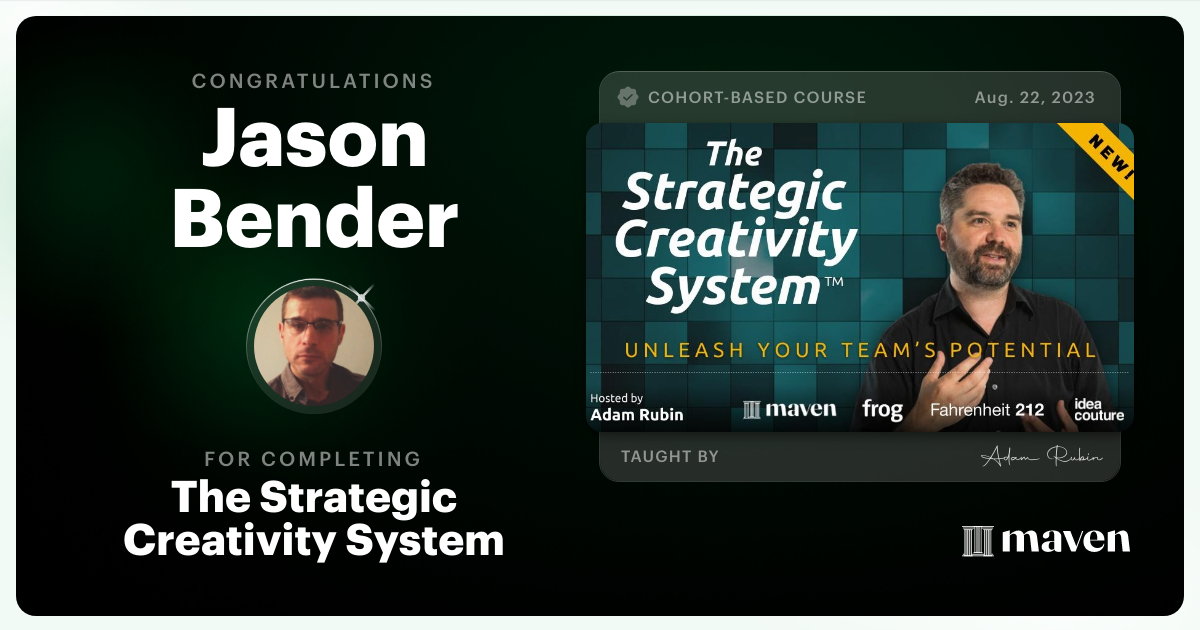 Certificate of Completion for The Strategic Creativity System