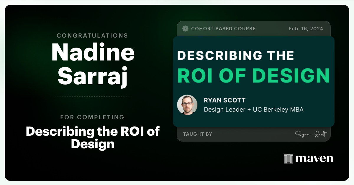Certificate of Completion for Describing the ROI of Design