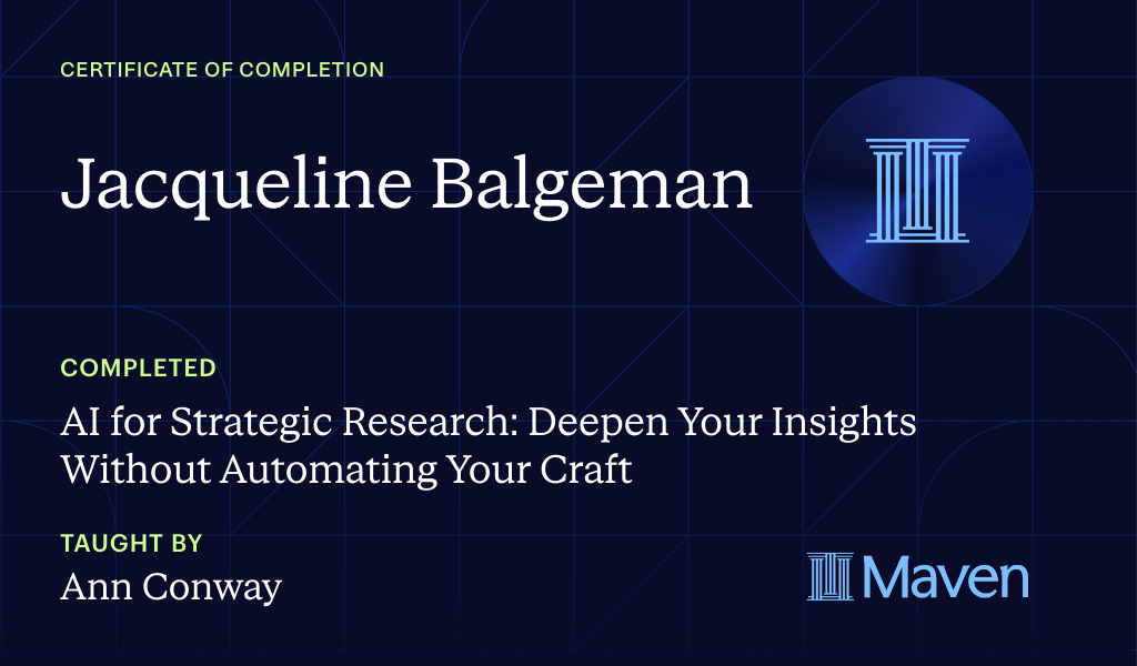 Certificate for AI for Strategic Research: Deepen Your Insights Without Automating Your Craft