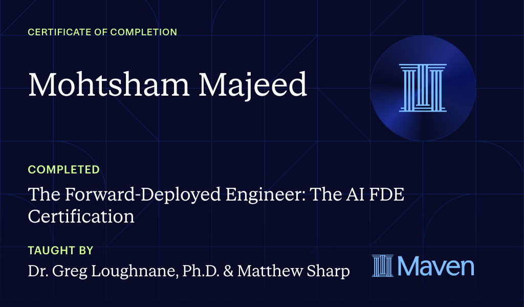 Certificate for The Forward-Deployed Engineer: The AI FDE Certification