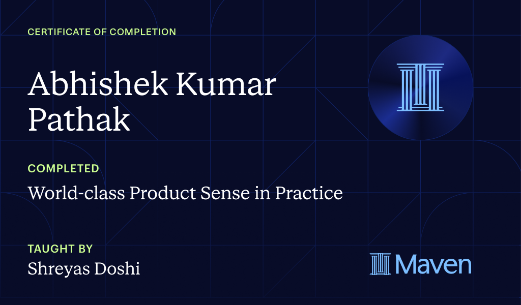 Certificate for World-class Product Sense in Practice