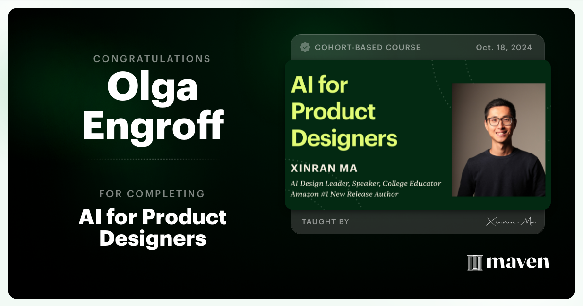 Certificate of Completion for AI for Product Designers