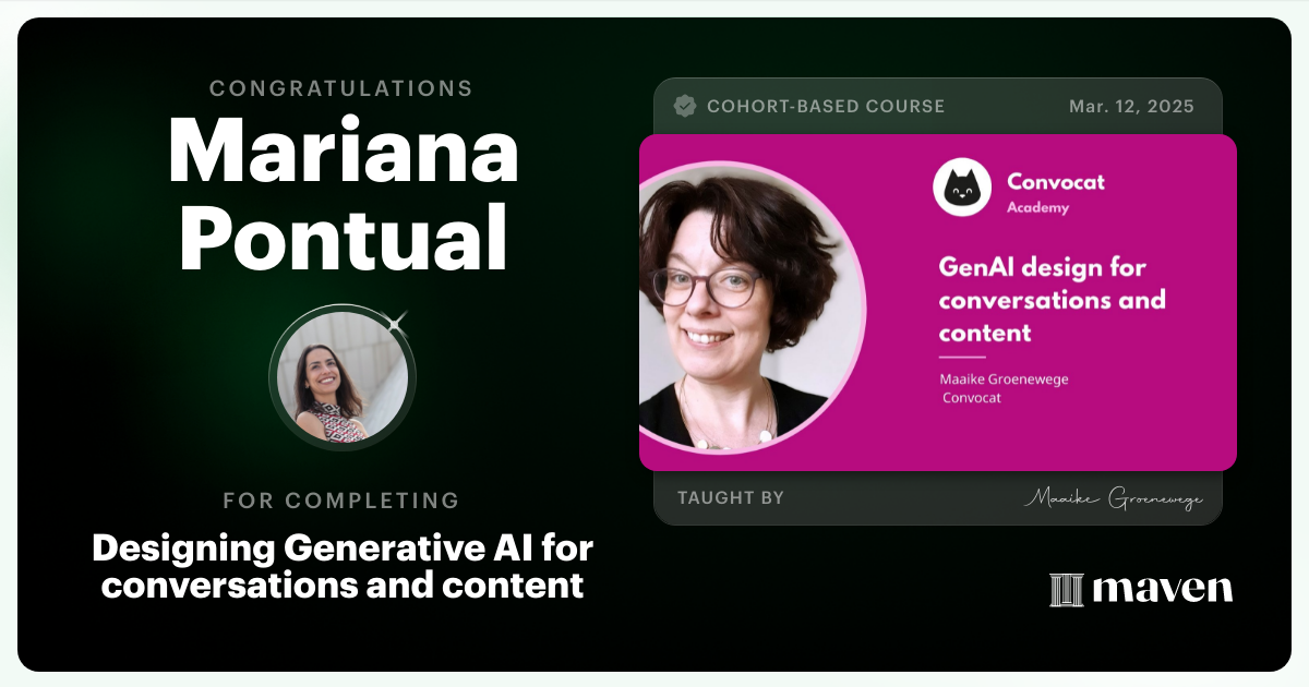 Certificate of Completion for Designing Generative AI for conversations and content