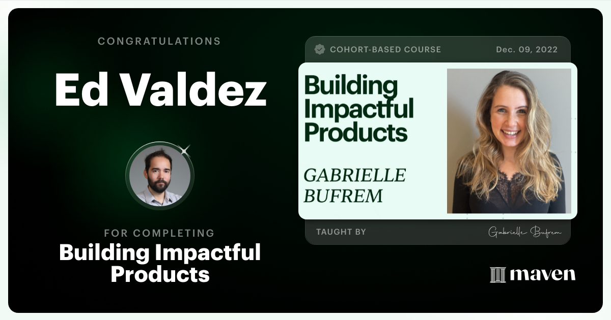Certificate of Completion for Building Impactful Products