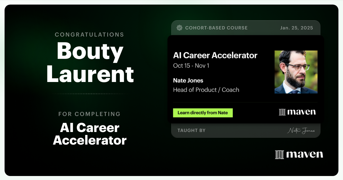 Certificate of Completion for AI Career Accelerator