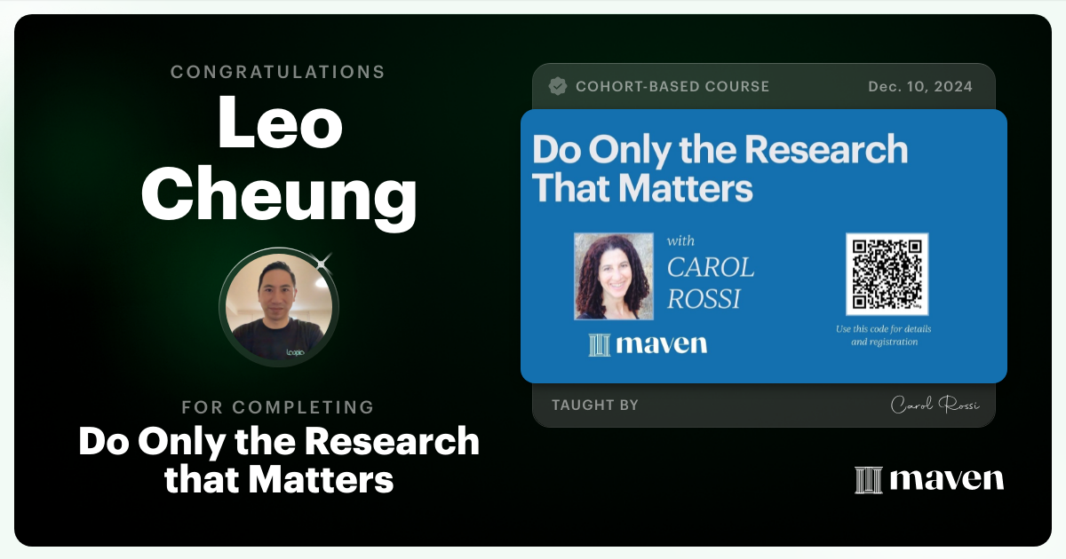 Certificate of Completion for Do Only the Research that Matters