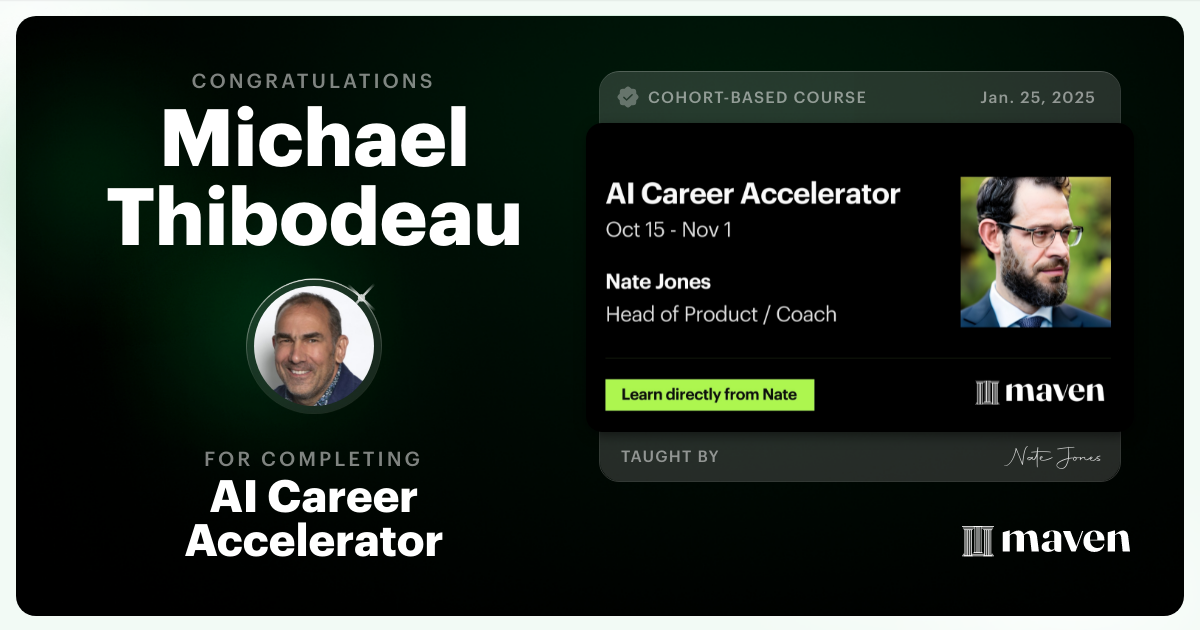 Certificate of Completion for AI Career Accelerator