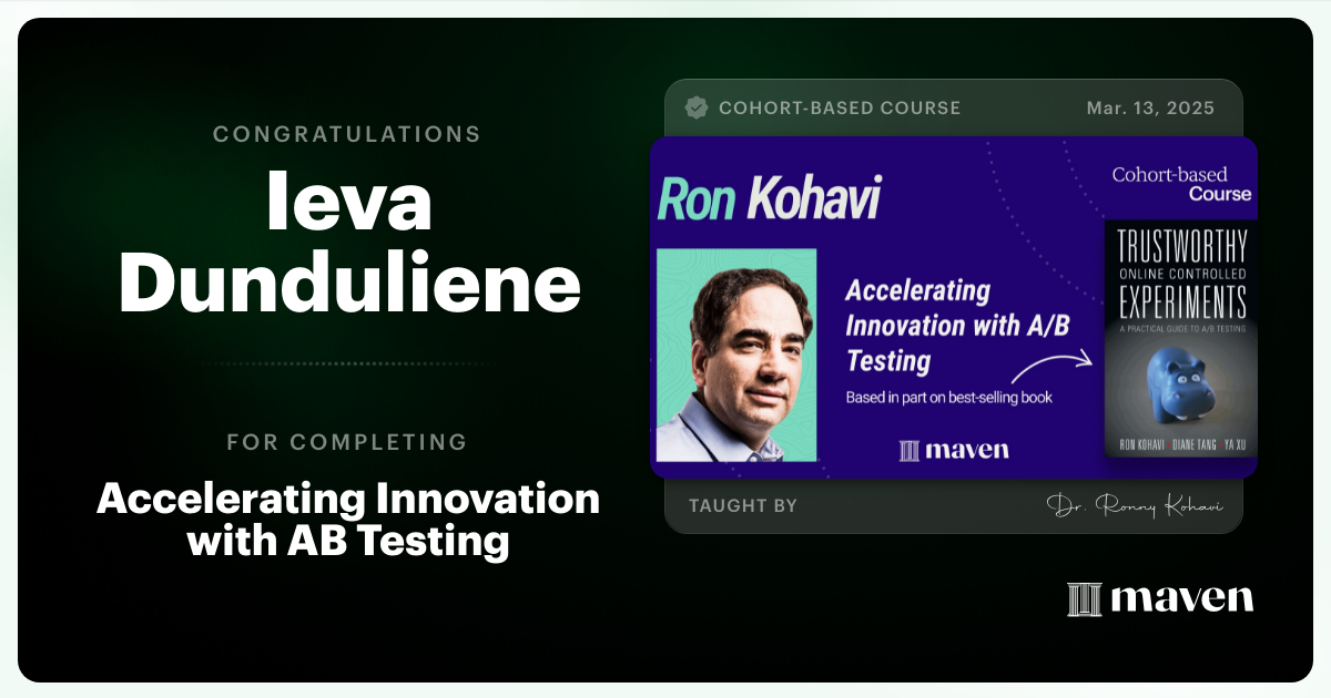 Certificate of Completion for Accelerating Innovation with A/B Testing