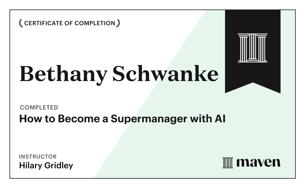 Certificate for How to Become a Supermanager with AI