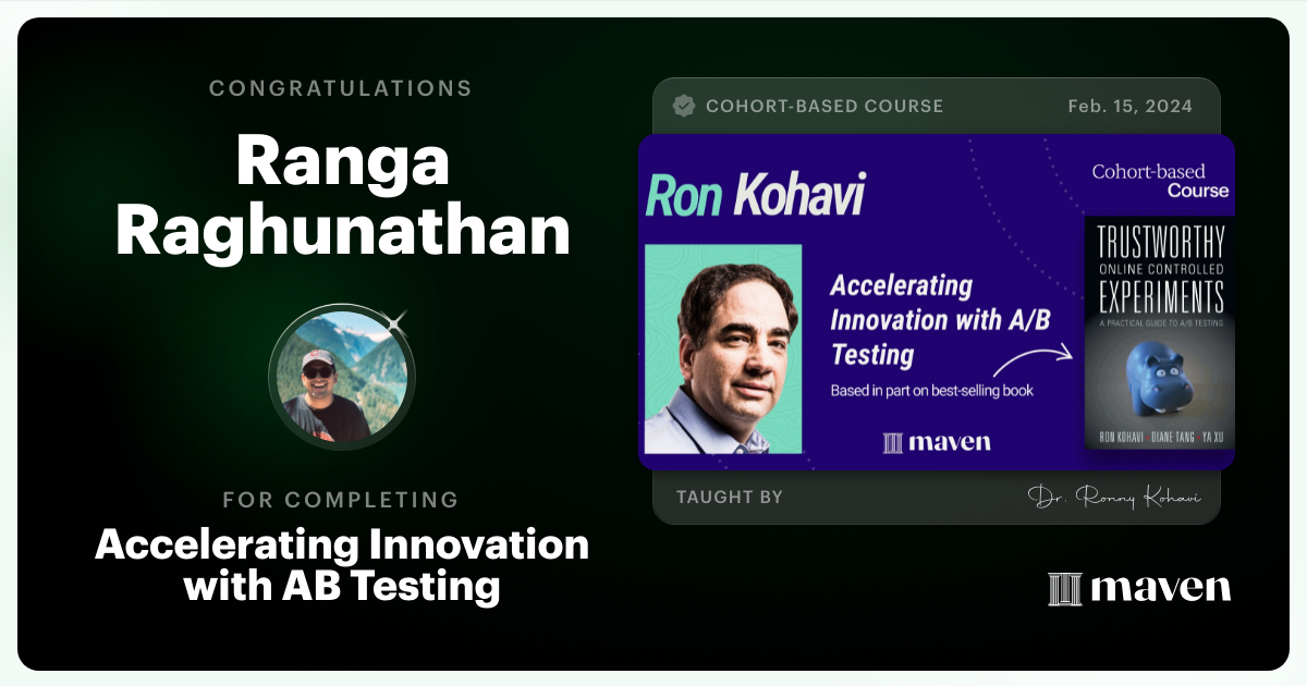 Certificate of Completion for Accelerating Innovation with A/B Testing
