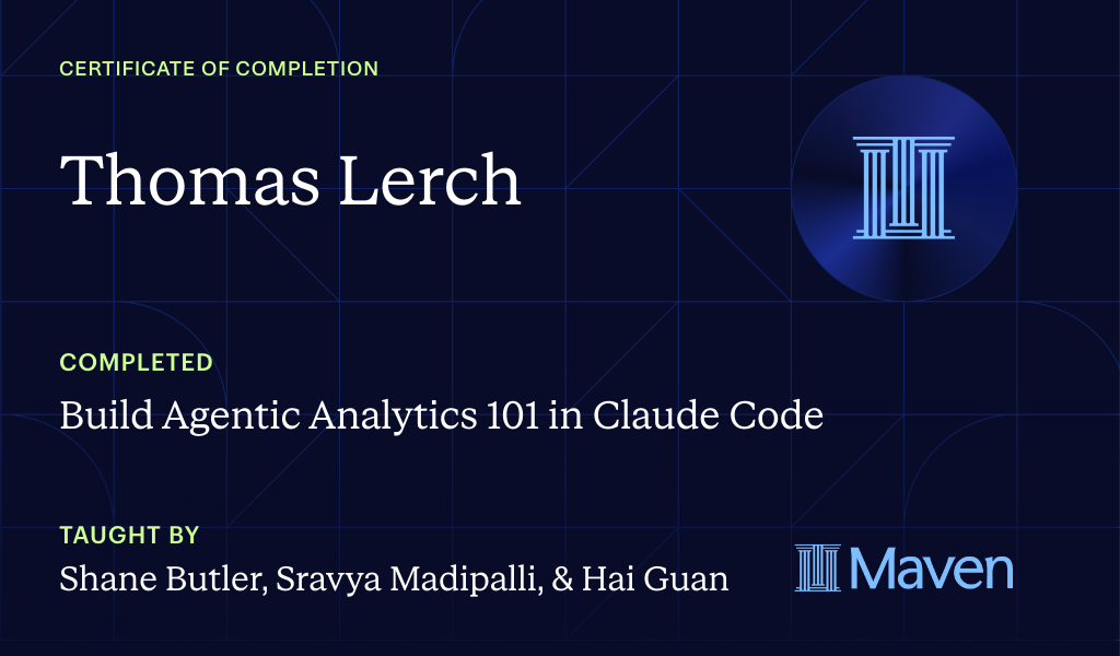Certificate for Agentic Analytics: Build an AI Analyst