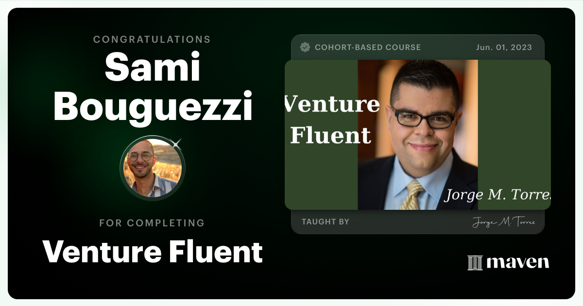 Certificate of Completion for Venture Fluent