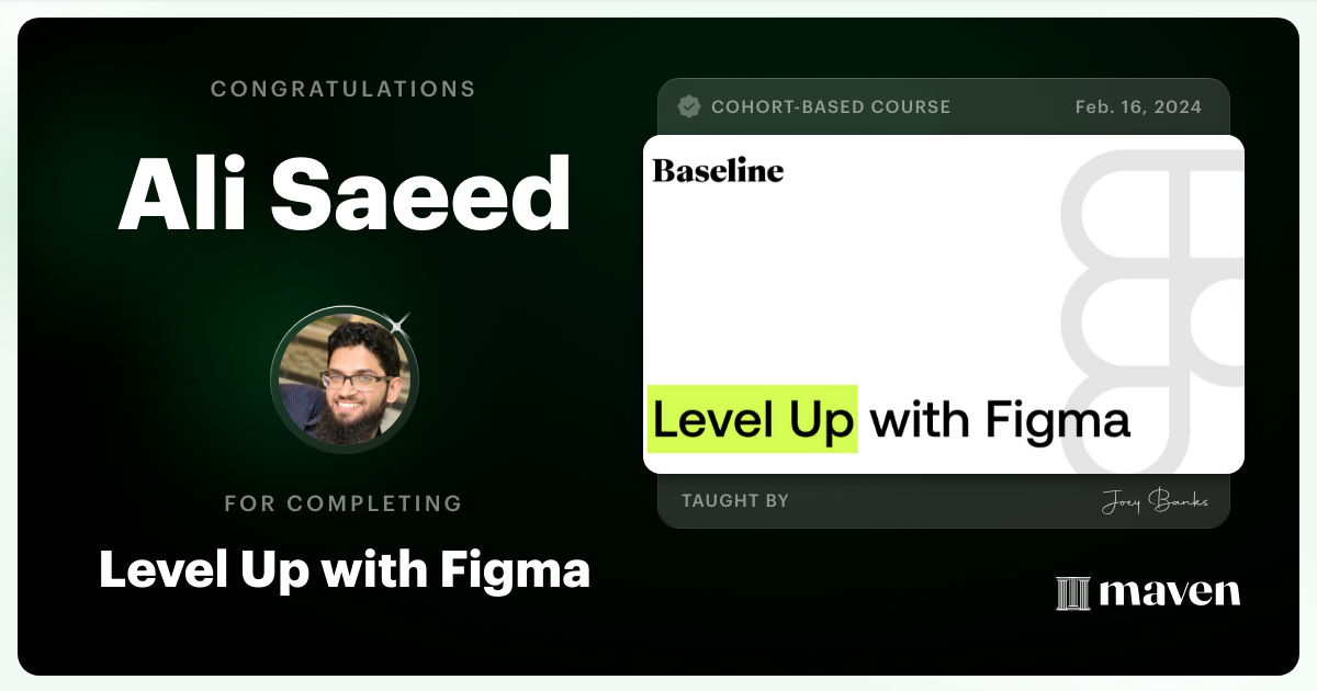 Certificate of Completion for Level Up with Figma