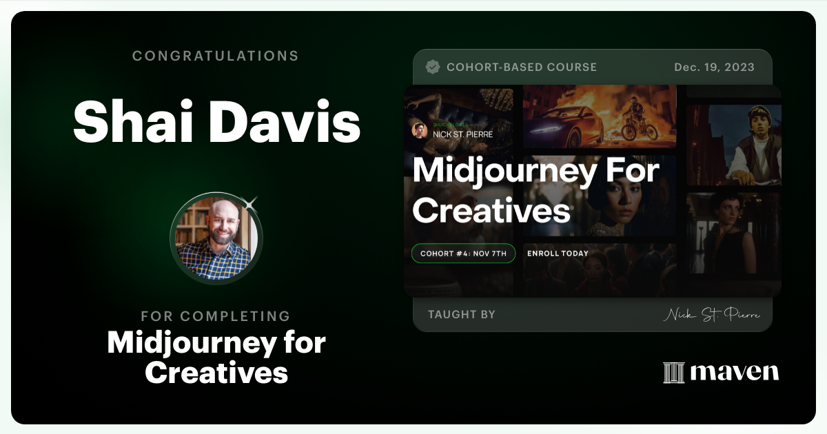 Certificate of Completion for Midjourney for Creatives