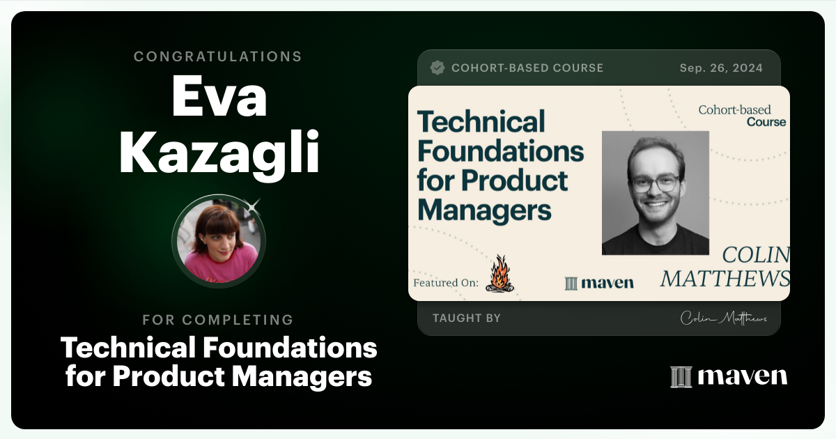 Certificate of Completion for Technical Foundations for Product Managers