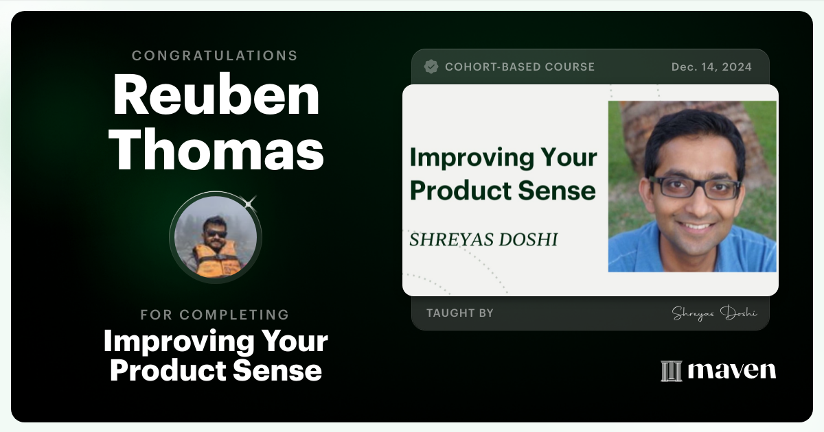Certificate of Completion for World-class Product Sense in Practice