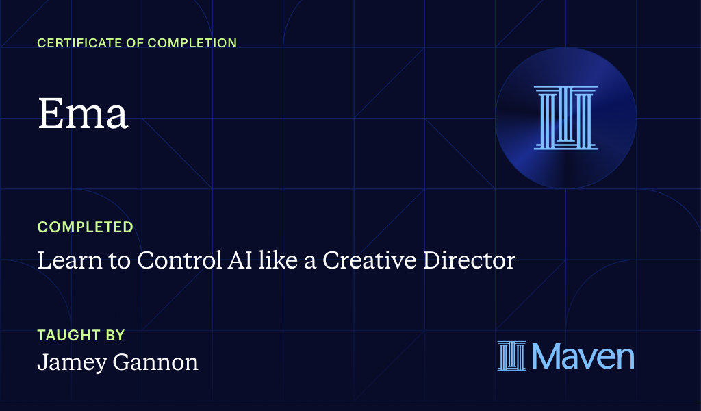 Certificate for Learn to Control AI like a Creative Director