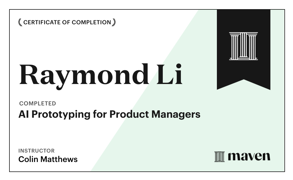Certificate for AI Prototyping for Product Managers