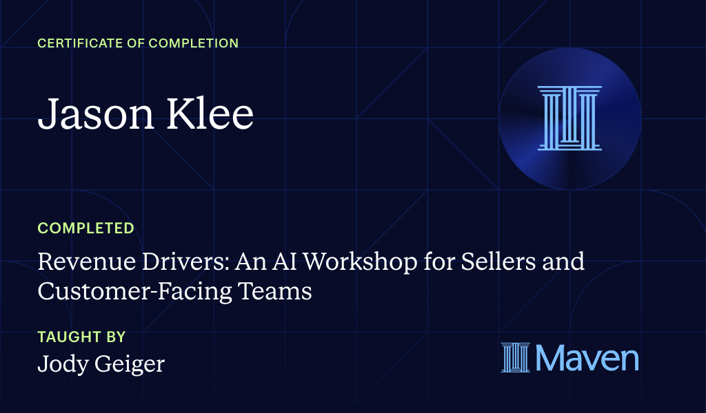 Certificate for Revenue Drivers: Go from Chat to Copilot to Agents
