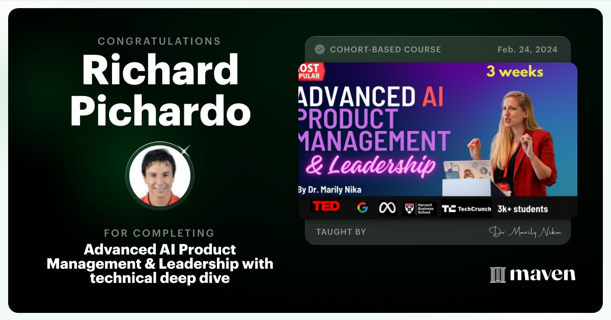 Certificate of Completion for Advanced AI Product Leadership Certification