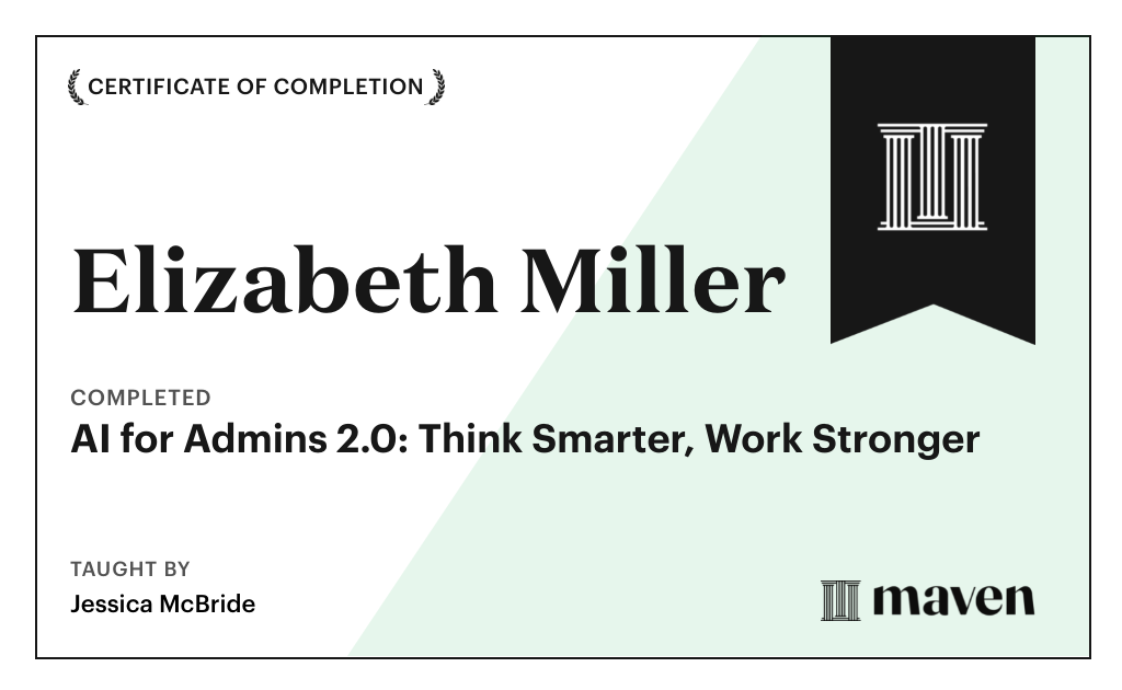 Certificate for AI for Admins 2.0: Think Smarter, Work Stronger