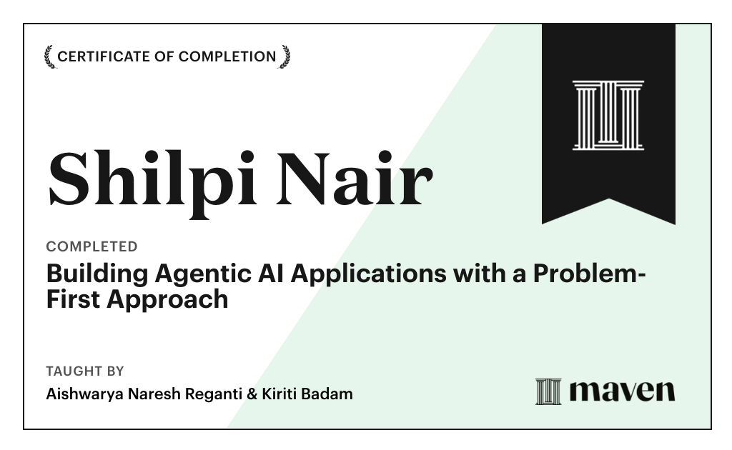 Certificate for Building Agentic AI Applications with a Problem-First Approach