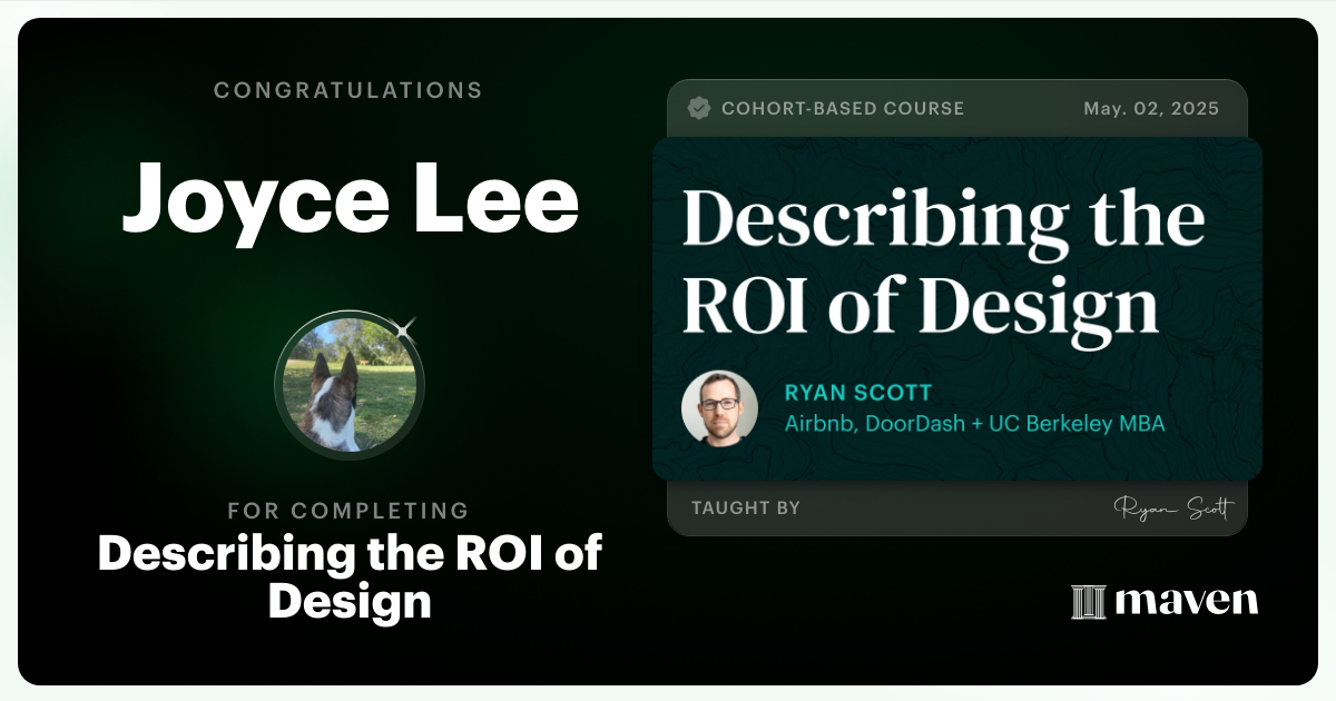 Certificate of Completion for Describing the ROI of Design