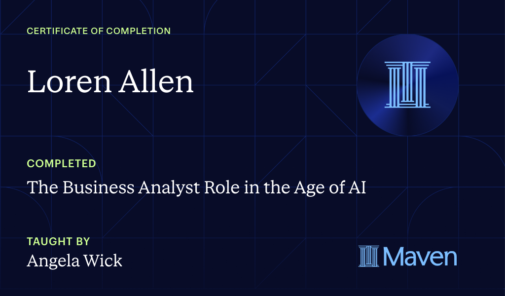 Certificate for The Business Analyst Role in the Age of AI