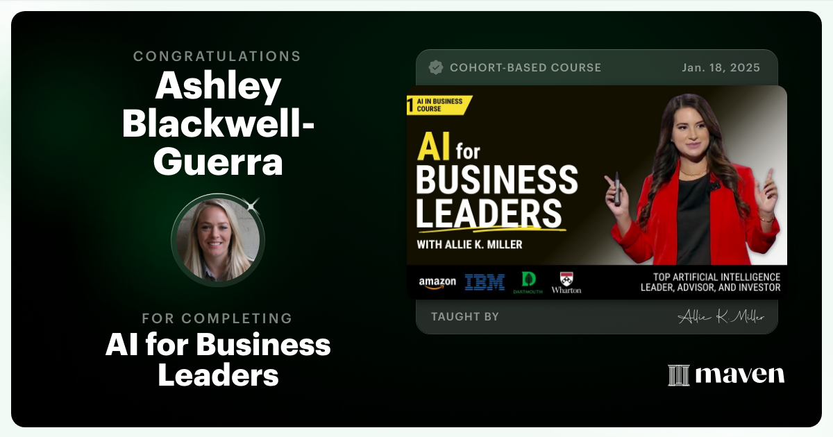 Certificate of Completion for AI for Business Leaders