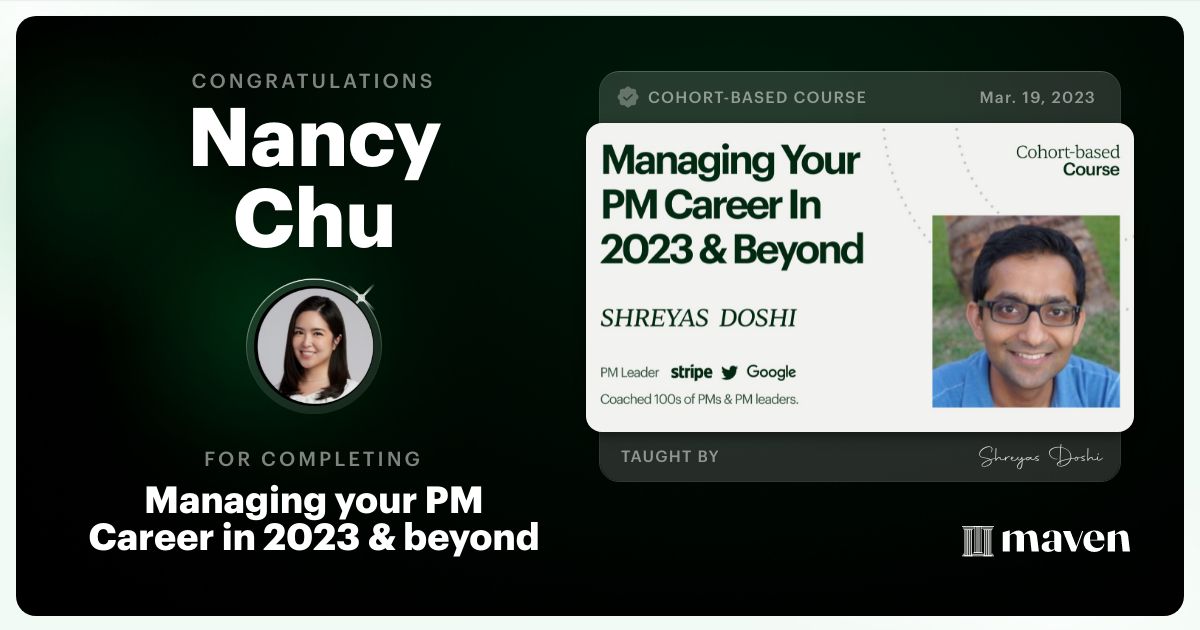 Certificate of Completion for Managing your PM Career in 2025 and beyond