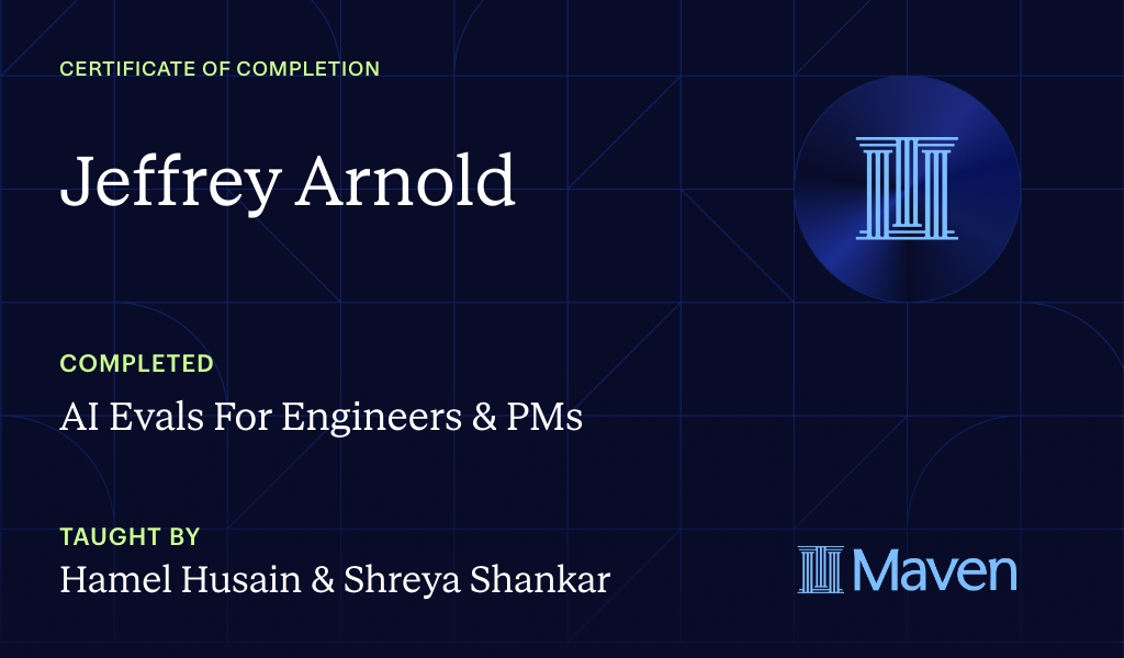 Certificate for AI Evals For Engineers & PMs