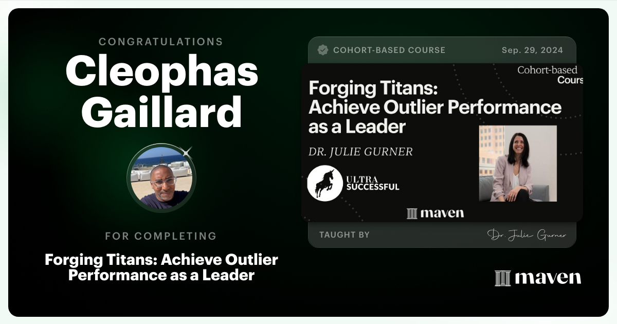 Certificate of Completion for Forging Titans: Achieve Outlier Performance as a Leader