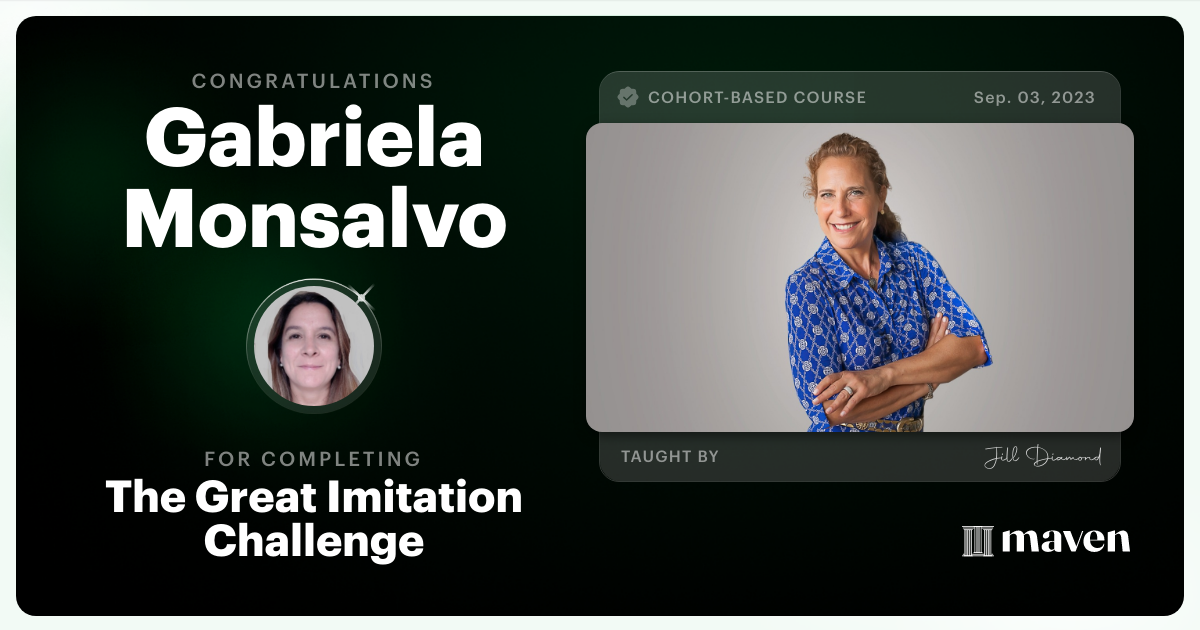 Certificate of Completion for The Great Imitation Challenge