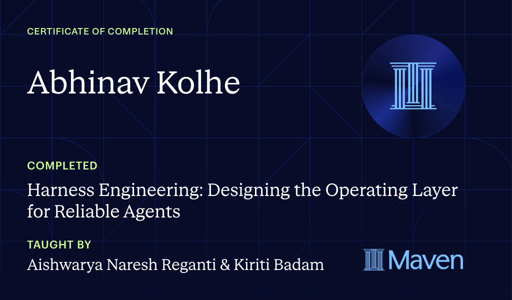 Certificate for Harness Engineering: Designing the Operating Layer for Reliable Agents
