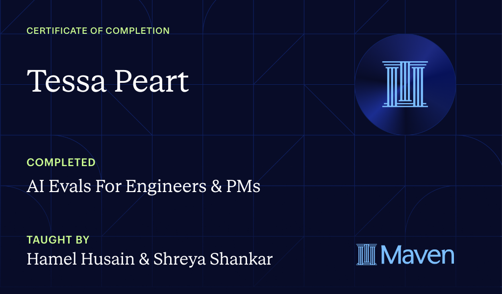 Certificate for AI Evals For Engineers & PMs