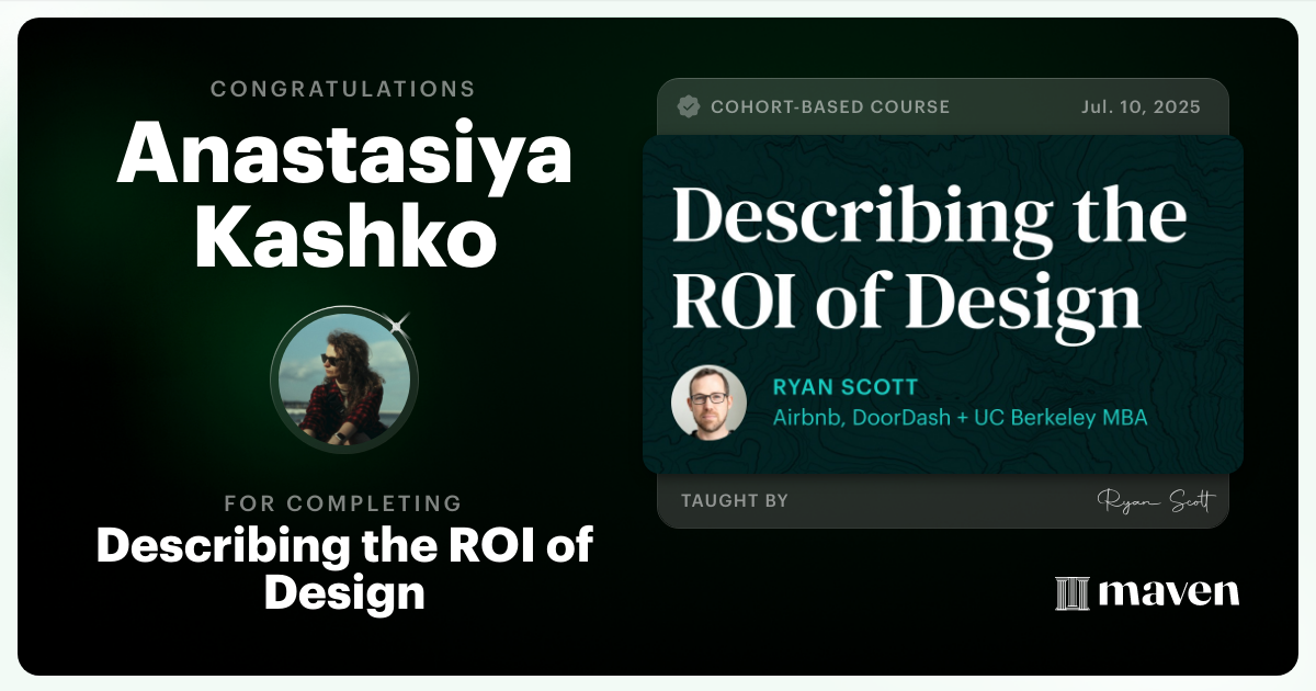 Certificate of Completion for Describing the ROI of Design