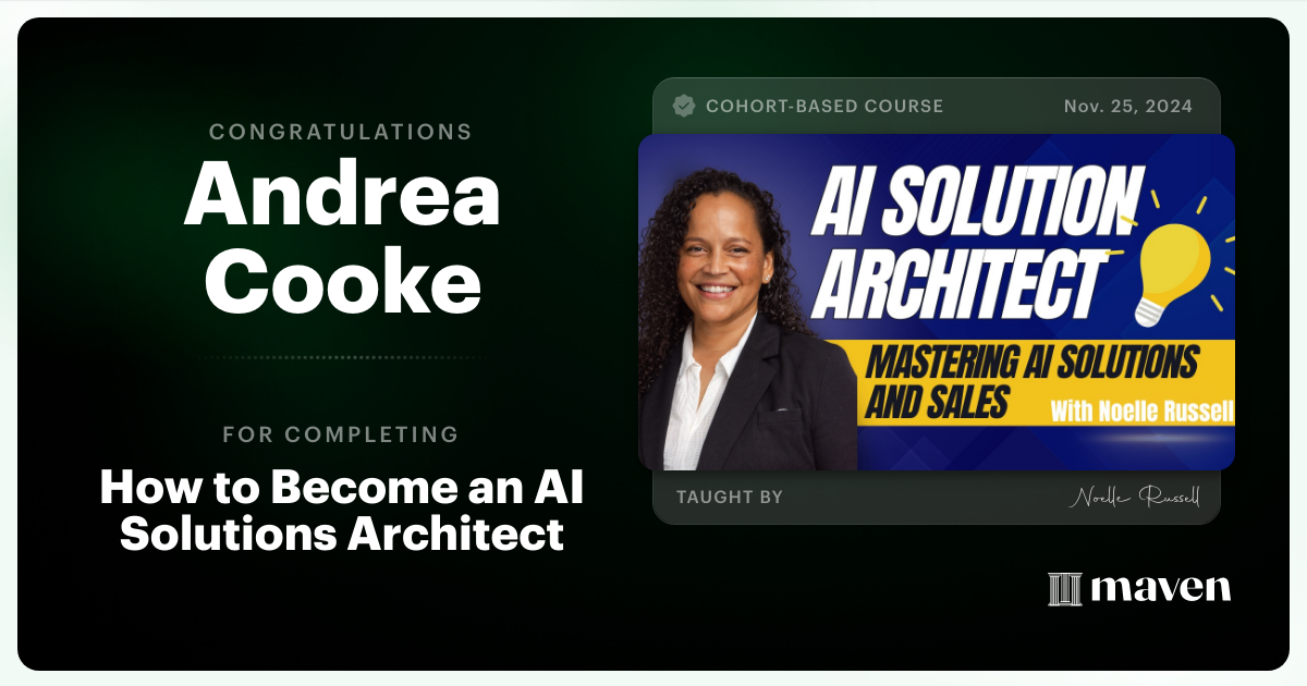 Certificate of Completion for Certified AI Solutions Architect