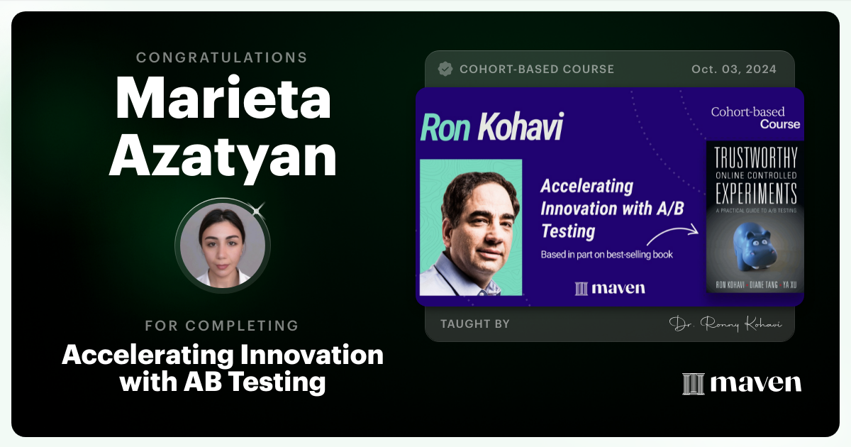 Certificate of Completion for Accelerating Innovation with A/B Testing