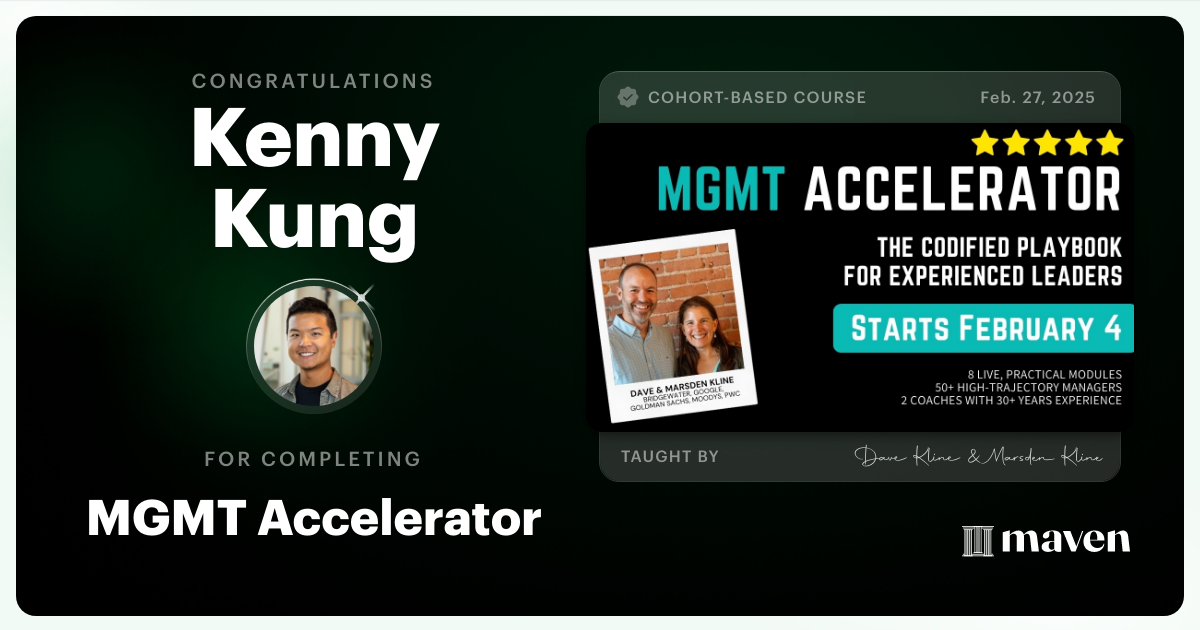 Certificate of Completion for MGMT Accelerator: AI-Enhanced Leadership