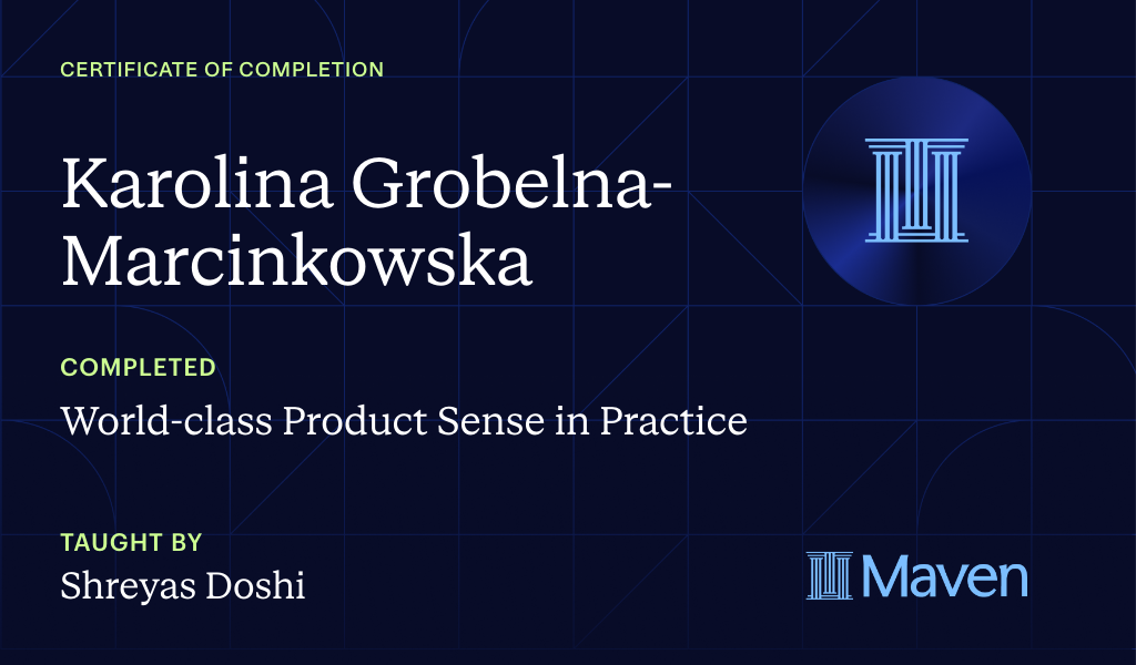 Certificate for World-class Product Sense in Practice